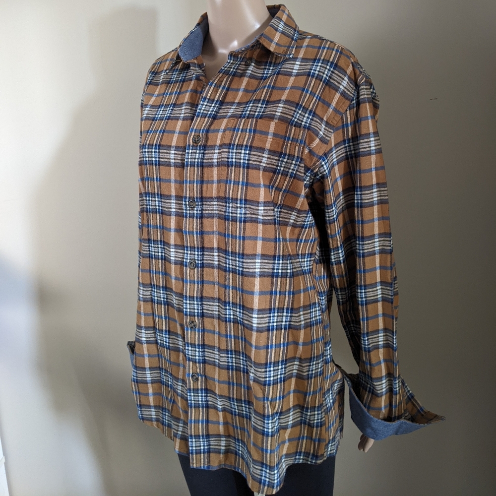 Eddie Bauer plaid flannel button down shirt, men's medium